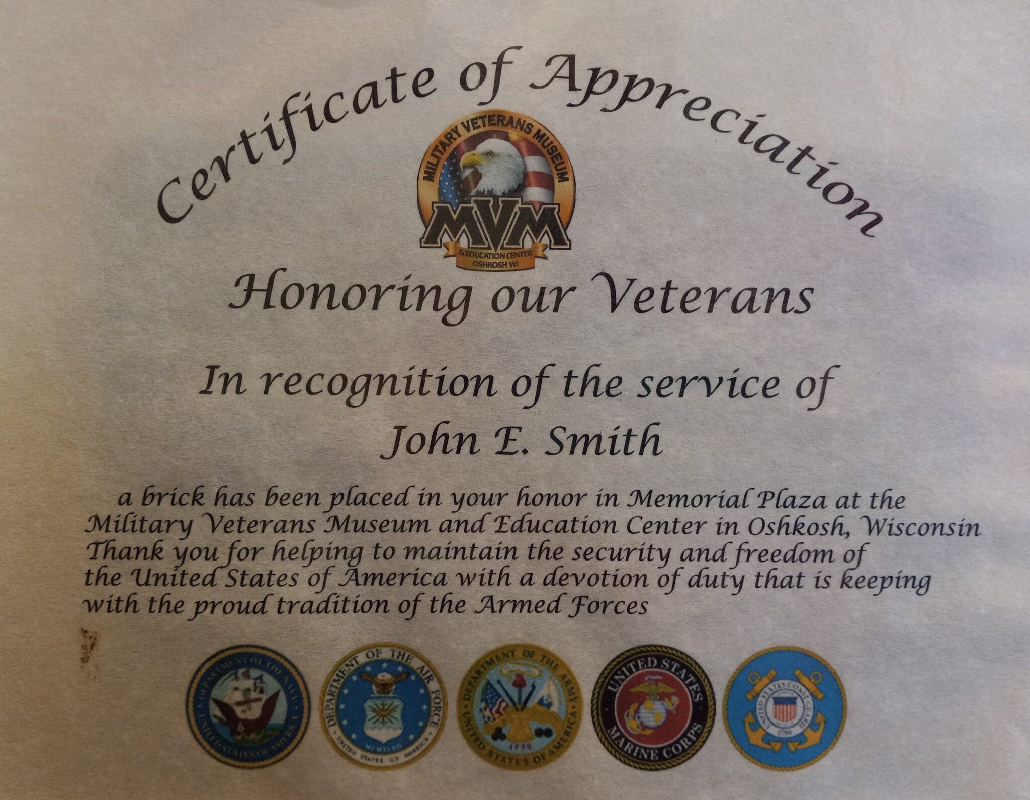 Memorial Bricks – Military Veterans Museum